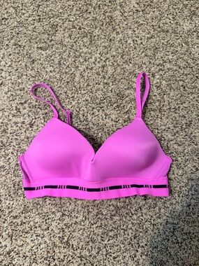 PINK Victoria's Secret Hot Pink Padded Bralette with Black Accent Band